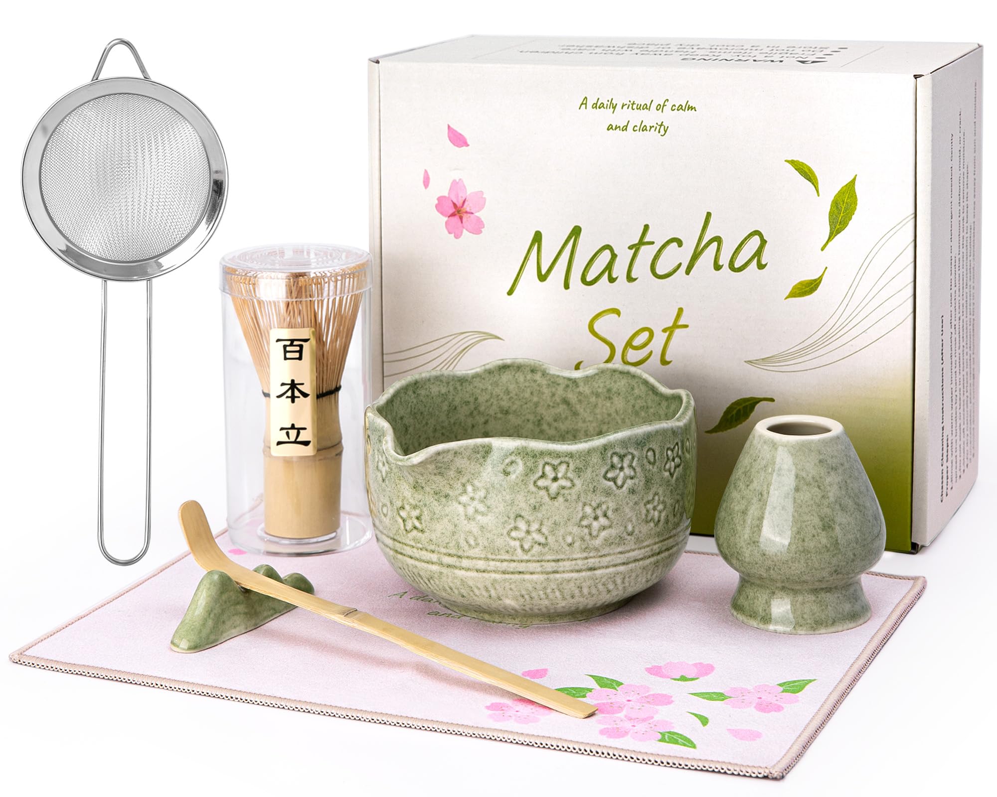 Amazon｜抹茶セット 7点｜抹茶碗 百本立 茶筅立て 茶杓 茶杓立て